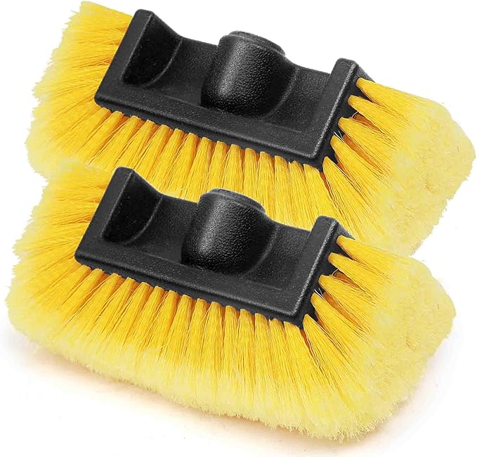 Anyyion 10 Inch Car Wash Brush Head，Soft Bristle, Auto RV Truck Boat Camper Exterior Washing Cleaning (2PCS, Yellow)
