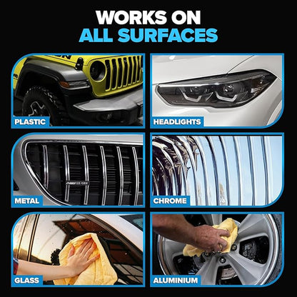Carfidant Bug Remover for Cars Exterior - Car Bug Cleaner Spray with Ceramic Coating - Removes Bug Splatter & Bird Poop - Safe on Paint, Glass, Plastic, Metal - Windshield Pre Wash - 18 fl oz + Sponge