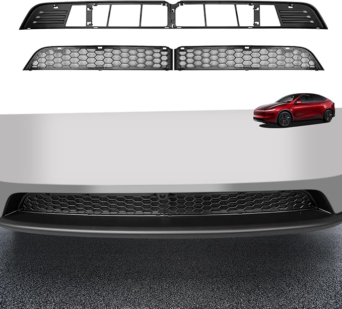 SHINELINERS Grille Mesh Insert for Tesla Model Y Juniper 2025 2026, Matte Black Front Air Vent Cover, Insect Protection(Only for Premium)