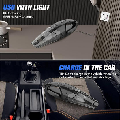 BSRCO Handheld Vacuum Cordless Rechargeable 3-in-1, Car Vacuum Portable Cordless with USB Charge, Handheld Vacuum with LED Light, HEPA Filter, 1.65LBs Lightweight Vacuum Cleaner for Dust, Pet Hair