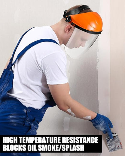 Tellegloww 8 Pack Safety Face Shield for Grinding and Cutting, Full Impact Resistant Face Shield Mask for Work Chemical Woodworking (Orange)