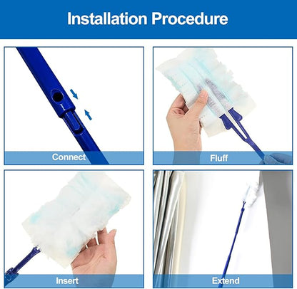 Replacement Handles Compatible with Swiffer Duster Refill, Swiffer Duster Extended Handle,Foldable & Extendable Dust Handle Only(Blue 5pcs)