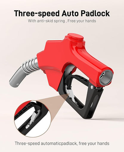 Automatic Fuel Nozzle, Auto Shut-Off Fuel Nozzle, High Spout Car Fuel Filling Nozzle Used for Diesel Petrol Gasoline Kerosene (1pack Red, 1'' NPT)