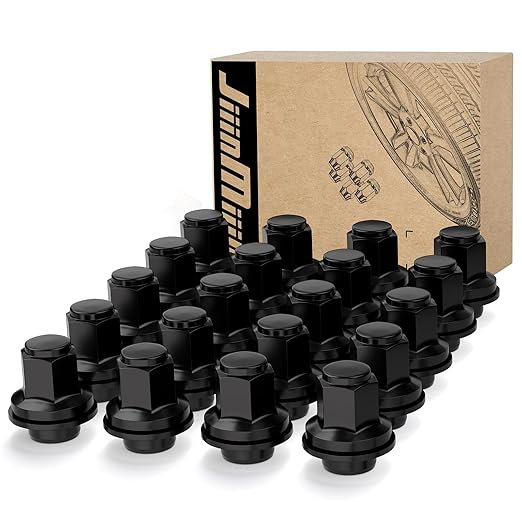 JiiinMiiin M12x1.5 Toyota Lexus Lug Nuts, 13/16'' (21mm) Hex OEM Factory Style Black Mag Seat Wheel Nuts with Washer for 4Runner Camry Highlander Prius Sienna Lexus CT200h HS250h GS450h Set of 20PCS