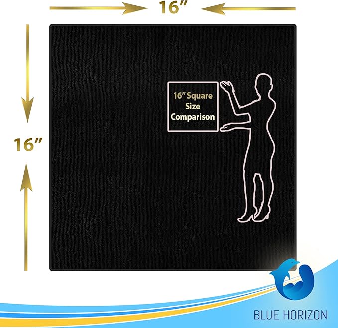 Blue Horizon Microfiber Cleaning Towels, Pack of 24, Ultra Soft Plush Washcloth, All Purpose Premium Microfiber Detailing Cleaning Cloths Shop Towels (16" x 16", Black)