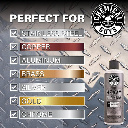 Chemical Guys Light & Heavy Metal Polish Kit - Restore, Protect & Shine All Metal Surfaces, Removes Oxidation, Rust & Tarnish from Chrome, Aluminum, Stainless Steel & More, Includes 2 x 16 oz Bottles
