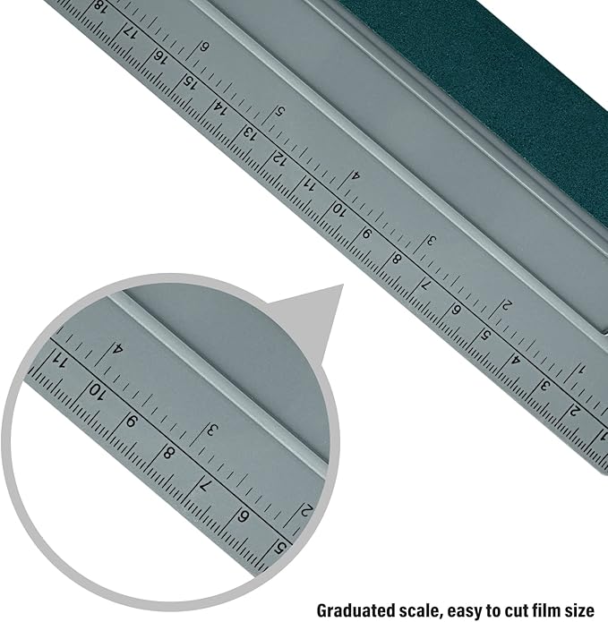 FOSHIO 10 Inch Felt Squeegee for Vinyl wtih Ruler 25CM 4 Round Corners Universal Card, Window Tint Film Installing Hard Silver PP Car Vinyl Wrap Scraper Tool
