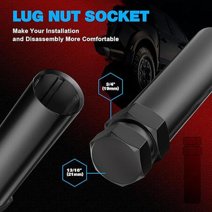 JiiinMiiin 20PCS M12x1.5 Lug Nuts Chrome 6 Spline Tuner, Closed End Aftermarket Locking Lugnuts 1.38 inch Length with 1 Socket Key 60 Degree Conical/Cone Bulge Seat