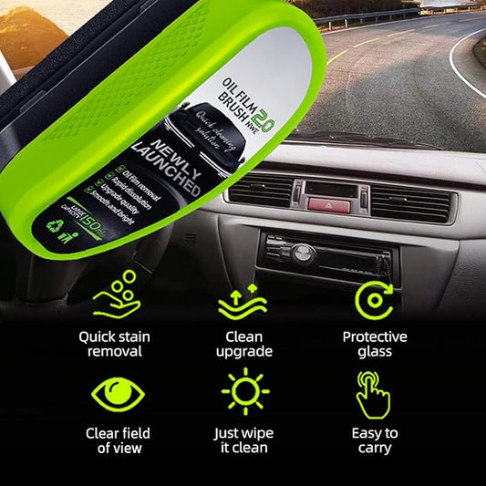Oil-Free Car Glass Brushes, Automotive Oil Film Cleaning Brush for Car Windows, 2025 Upgrade 2.0 Cleaning Doard, 150ml Universal Clearvision Glass Cleaner (1PCS)