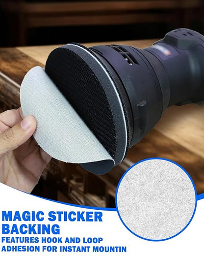 70Pcs 6 Inch Wet Dry Sanding Paper Discs Hook and Loop, 5000 3000 2000 1000 800 600 400 Fine Grit Sandpaper for DA Random Orbital Sander, Sandpaper Assortment for Automotive Wood Metal Glass Polishing