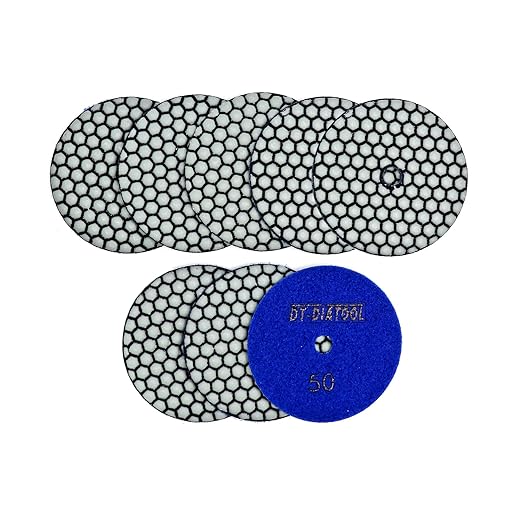 DT-DIATOOL Dry Diamond Polishing Pads 4 Inch for Granite Marble Quartz Stone Countertop Tiles 8 Pieces Grits 50