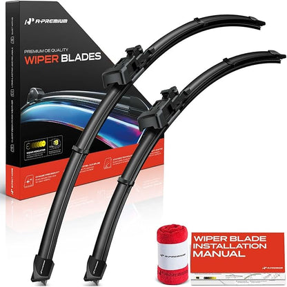 A-Premium Pack of 2 Windshield Wiper Blades with Wear Indicator & Towel - Compatible with Dodge Sprinter 2500/Sprinter 3500 & Freightliner Sprinter 2500/3500-26" and 24", TL2 Connector