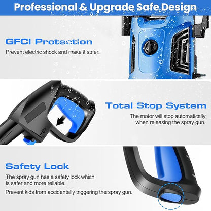 Electric Pressure Washer 4800 PSI 4.0 GPM Power Washers Electric Powered with 33ft Pressure Hose, 4 Nozzle and Foam Cannon, Powerwashers for Home, Cars, Patio, Navy Blue