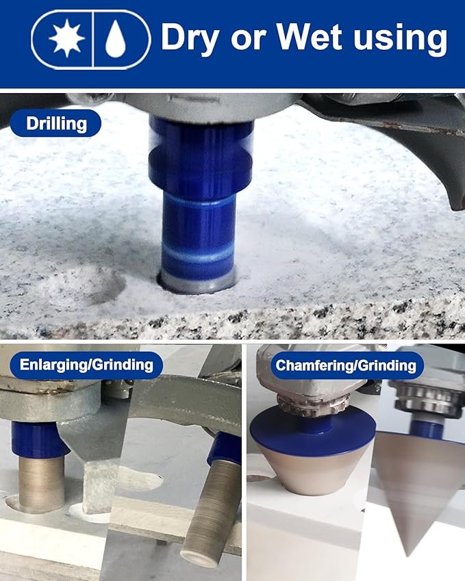 SHDIATOOL Tile Diamond Drill Bits Set,Porcelain Hole Saw, Cutter for Marble Ceramic Granite 6pieces(20/25/35/50/20MM/2 inch)