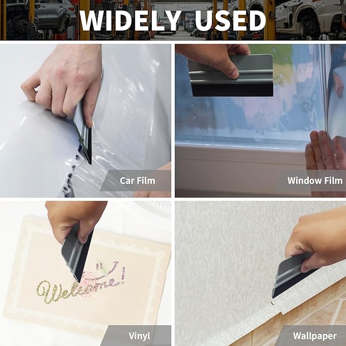 10 Pack Vinyl Wrap Squeegee 6 Inch Felt Edge Window Film Tint Decal Applicator Scraper Wallpaper Smoothing Tool with 10 Pcs Black Felt Fabric