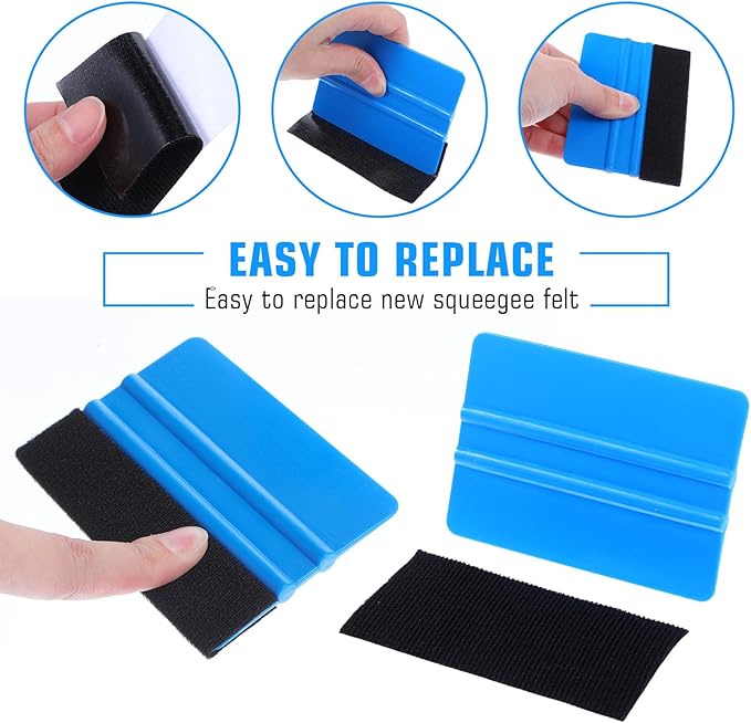 20 Pack Vinyl Wrap Squeegee 4 Inch / 6 Inch Felt Edge Squeegee Window Film Tint Squeegee Decal Applicator Scraper Tool Wallpaper Smoothing Tool with 20 PCS Black Fabric Felt