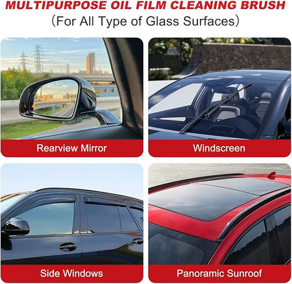 2Pcs Automotive Oil Film Cleaning Brush 2.0 with Refill, Universal Car Glass Oil Film Cleaner, New Glasses Coating for Windshield, Glass Cleaning Board Improves Clarity and Visibility