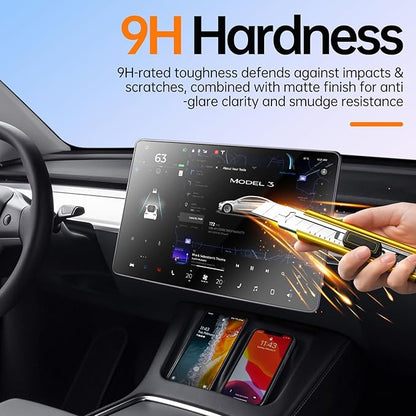 DGXWLLW Screen Protector for Tesla Model S 2023-2026 Model X 2023-2026 with Alignment Kit Matte Front Back Tempered Glass TouchScreen Dashboard Protective Anti Glare Fingerprint 9H Hardness