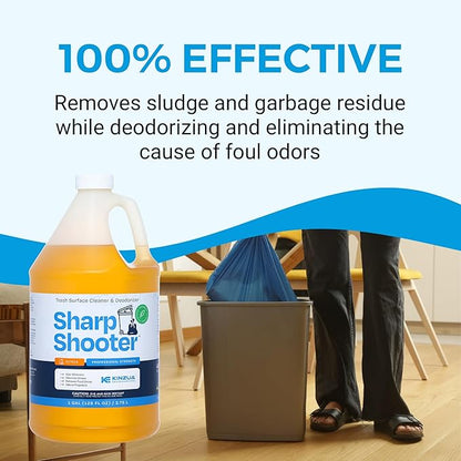 KINZUA ENVIRONMENTAL Sharpshooter, Heavy-Duty Trash Can Odor Eliminator & Degreaser, Garbage Surface Cleaner and Deodorizer Foam, Professional-Grade, Fresh Citrus Scent, 1 Gallon