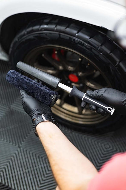 Detail Factory - Wheel Brush Kit with Interchangeable Microfiber Covers - Ultra-Soft Cleaning, Washing and Detailing Wheels, Tires, and Rims - Black Ice