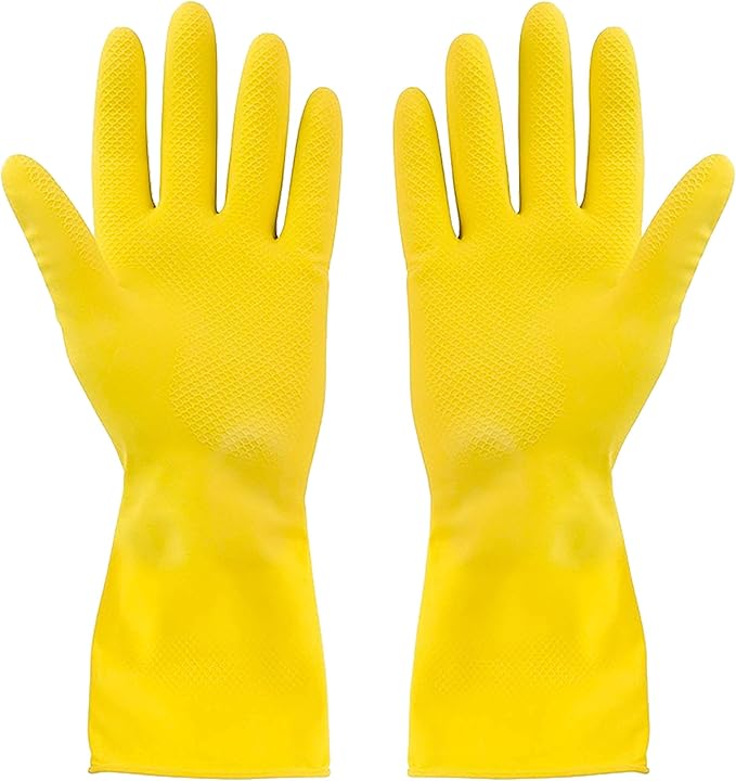 SteadMax 3/6 Pairs Cleaning Gloves, Reusable Natural Rubber Dish Gloves, Non-Slip Gloves for Kitchen and Household