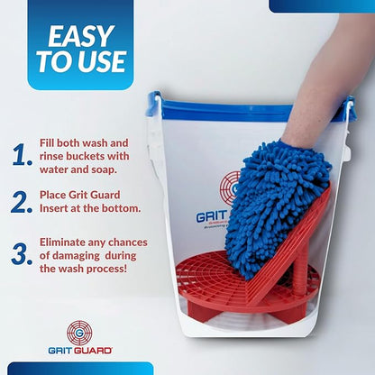 The Original Grit Guard Bucket Insert with Washboard Combo | Removes Dirt from Wash Mitt for Detailing | Car Wash Bucket Insert & Washboard | Black/Black