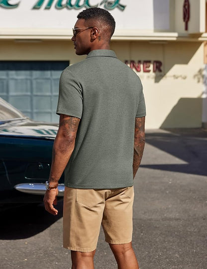 COOFANDY Mens Polo Shirts Short Sleeve Casual Summer Polo Tee Classic Collared Golf Stylish Tops