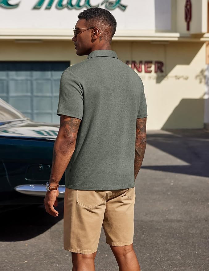 COOFANDY Mens Polo Shirts Short Sleeve Casual Summer Polo Tee Classic Collared Golf Stylish Tops