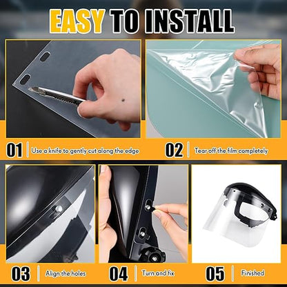 Kingdder 6 Pcs Clear Face Shield Replacement for Grinding and Cutting, 15x 8x 0.04 Inches Safety Faceshield Visors(Polycarbonate,Edgeless)