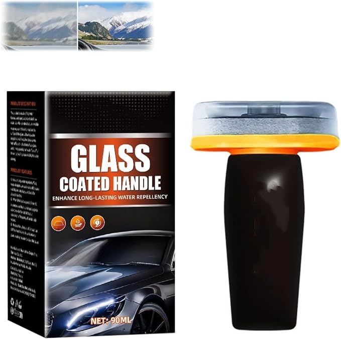 HISKI Car Oil Film Cleaner,Handheld Glass Oil-Film Remover, Car Glass Cleaner Oils Film Cleaning Brush,Glass Guard Windshield Cleaner & Oil Films Remover Emulsion Coating for Cars Window (1PC)
