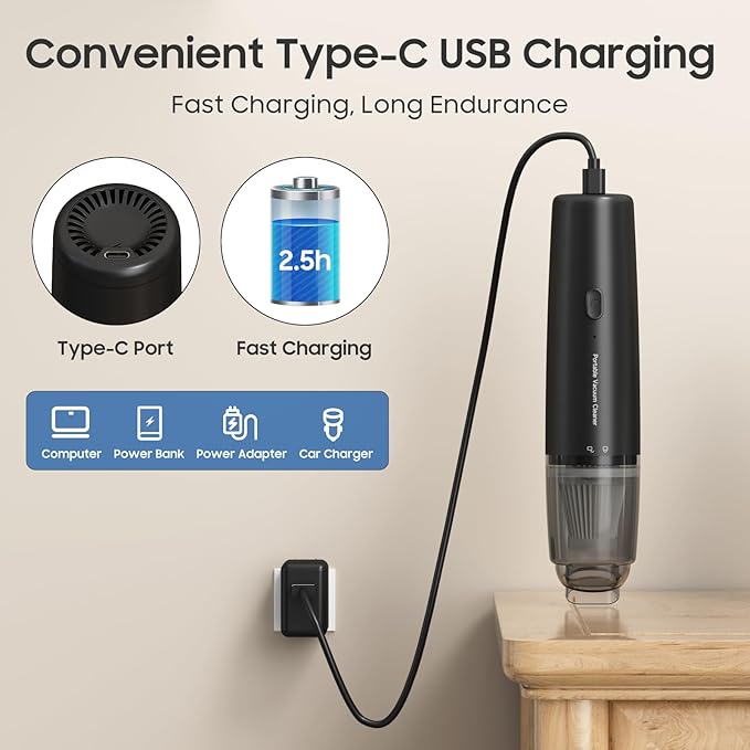 A9life Handheld Vacuum Cordless, Car Vacuum Portable with 2 Suction Modes, Blow & Suction 2-in-1, Small Vacuum Cleaner for Car, Home, Pet Hair, Office, Desk, Keyboards