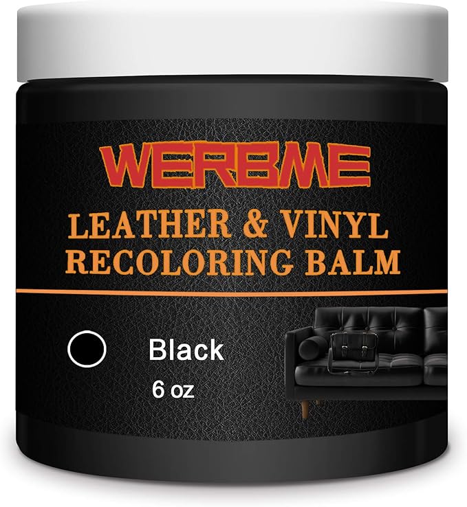 WERBME Leather Recoloring Balm & Color Restorer - Multipurpose Dye & Paint for Faded Leather Couches, Car Seats, Shoes | Fix Scratches on Clothing, Furniture & Accessories(Black)
