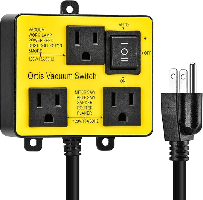 Automatic Vacuum Switch, Ortis Vacuum Switch for More Power Tools, Delay Vacuum On/Off to Prevent Circuit Overload and Tripping, Keep Your Workplace Cleaner, Better for Your Lung