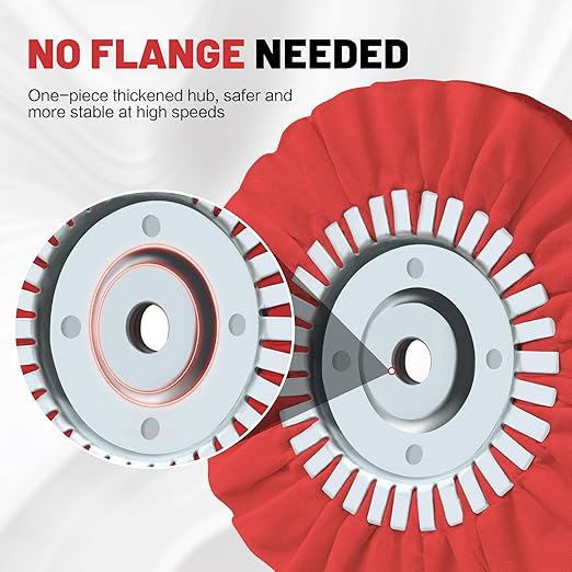 8" Airway Buffing Wheel, 9Pcs Aluminum Polishing Wheel Kit for Angle Grinder, Polishing Compound and Metal Polishing Pads for Stainless Steel Chrome Car Polish Mirror Finish (5/8" Arbor Hole)