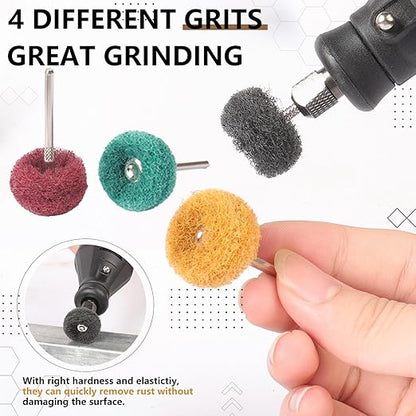 40 PCS Double-Layer Buffing Pads, Multi-Grit Abrasive Wheels (80/150/240/400) for Dremel & Drill | Yellow, Green, Red, Black Polishing Discs Kit