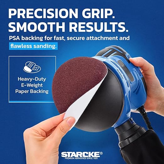 8 inch Sanding Disc Self Stick Orbital Sander Pads 10 Pack No Hole - Premium 80 Grit Sandpaper Discs Aluminum Oxide, Durable PSA Sand Paper, Round Sanding Discs Adhesive Back for Wood & Metal