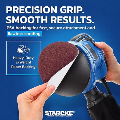 8 inch Sanding Disc Self Stick Orbital Sander Pads 10 Pack No Hole - Premium 80 Grit Sandpaper Discs Aluminum Oxide, Durable PSA Sand Paper, Round Sanding Discs Adhesive Back for Wood & Metal
