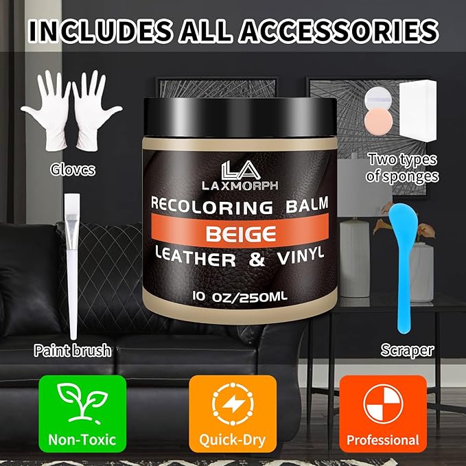 Leather Recoloring Balm Beige Leather Color Restorer for Couches,Leather Dye Paint Leather Color Restorer Leather Fade Scratch Repair for Car Seats Furniture Shoes Boots Purse Jacket Belt Gloves