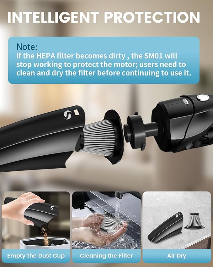 SERVOMASTER Handheld Vacuum Cordless Cleaner, Portable Mini Car Handheld Vacuum, Vacuum Portable with HEPA Filter, Hand Held Cordless for Car Accessories, Pet Hair, Home, Office Black White