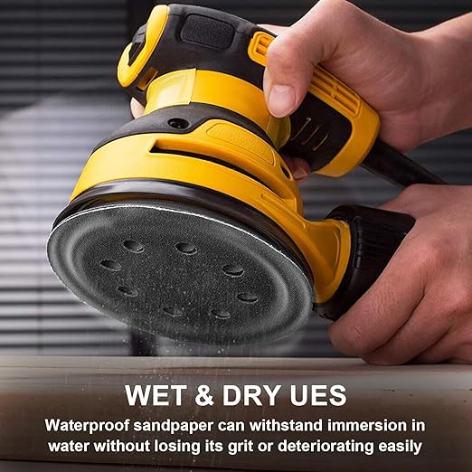 72PCS 5 Inch Sanding Discs Hook & Loop Sandpaper 80/120/180/240/400/600/1000/2000/3000 Grit Orbital Wet Dry Sandpaper with 2PCS Interface Pads for Automotive Wood Metal Polishing