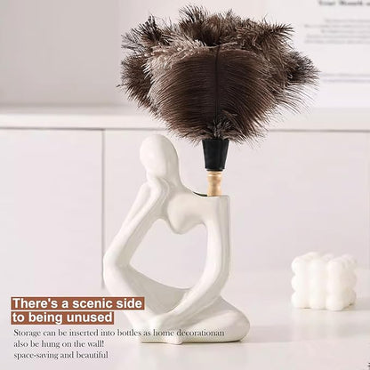 Ostrich Feather Duster 14" Natural Handheld Reusable Feathers Dusters with Wooden Handle for Cleaning Supplies Home Car Office(3PCS)