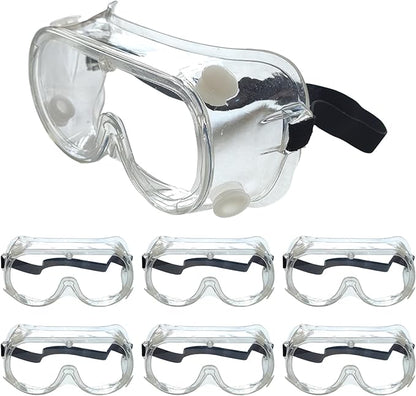 AmaStep Safety Goggles 6 Pack - Anti-Fog Protective Safety Glasses - Clear Lens Adjustable Soft Lightweight Protection Eyewear