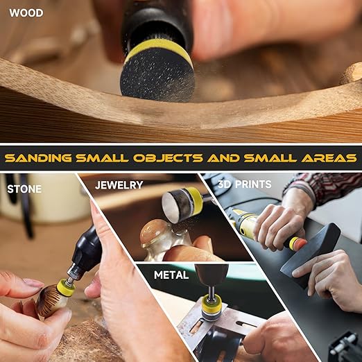 365 PCS 1 Inch Sanding Disc, GOH DODD Hook and Loop 60 to 10000 Grit Wet Dry Sandpaper Micro Sand Paper with 1/8" 1/4" Shank, Backing Pad, Foam Pads for Auto Metal Glass Resin Wood Polishing Sanding