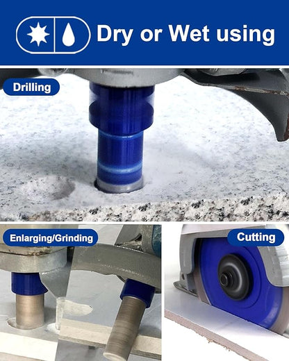 SHDIATOOL Diamond Drill Core Bits Set Milling Bits for Porcelain Hole Saw Cutter for Tile Marble Ceramic Granite Saw Blade Kit 5/8-inch-11 6pieces
