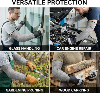 GOL-SIV Arm Protectors For Thin Skin And Bruising, Cut Resistant Sleeves For Men Women, A5 Level Farmer Sleeve For Gardening (Grey & Pink, 17.7 In - 2pairs)