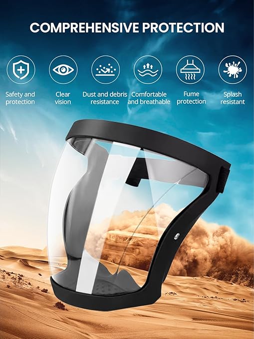 Gizmolet Face Shield Protective Mask, Anti-Fog Scratch-Resistant, Lightweight Full Face Shield for Grinding, Cutting, Weeding and Work, Plastic Safety Face Shield