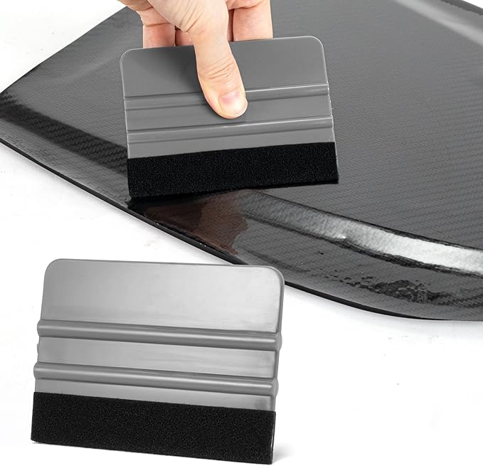NEWISHTOOL 100 PCS Felt Squeegee for Vinyl - Flexible Plastic Squeegee with Fabric Felt for Vinyl Wrap Application, Bubble Removal, Sign Making, Graphic Decal Installing & Car Wrapping Scraper Tool