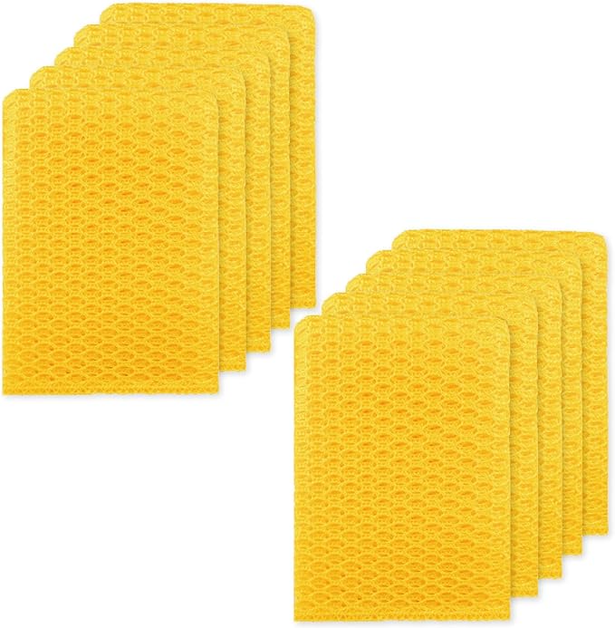 Basic Dish Wash Net (10Pcs) - All Purpose, Non-Scratch, Heavy Duty Dish Scrubbers for Cleaning Dishes, Pots and Pans Color Pink (Yellow 10 Pcs)