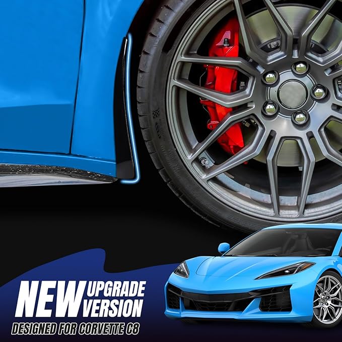 BILLFARO Extended Front Splash Guards Mud Flaps,Carbon Fiber Pattern Wheels Rock Guards Mudflap Fender Mudguard Mud Guards Protector ﻿Accessories for Corvette C8 Z06 2023+ for C8 E-Ray 2024+