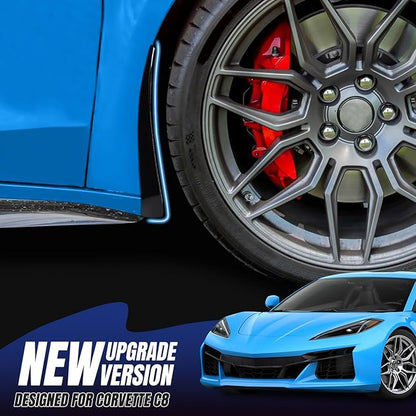 BILLFARO Extended Front Splash Guards Mud Flaps,Carbon Fiber Pattern Wheels Rock Guards Mudflap Fender Mudguard Mud Guards Protector ﻿Accessories for Corvette C8 Z06 2023+ for C8 E-Ray 2024+